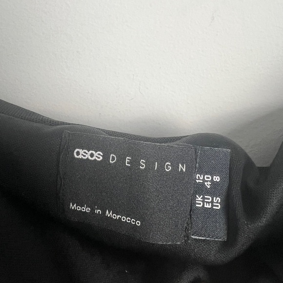 NEW ASOS DESIGN Black Asymmetric One Sleeve Mesh Ruched Midi Dress UK12/US8 - Picture 12 of 13